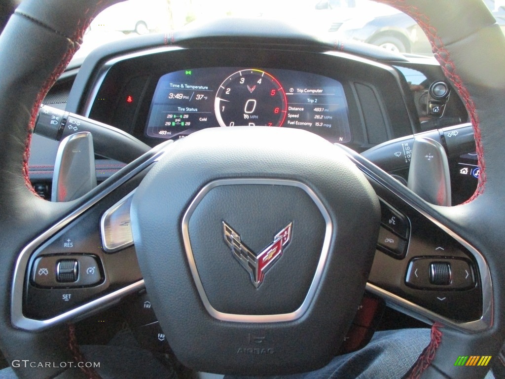 2022 Chevrolet Corvette Stingray Coupe Adrenalin Red Steering Wheel Photo #143522645