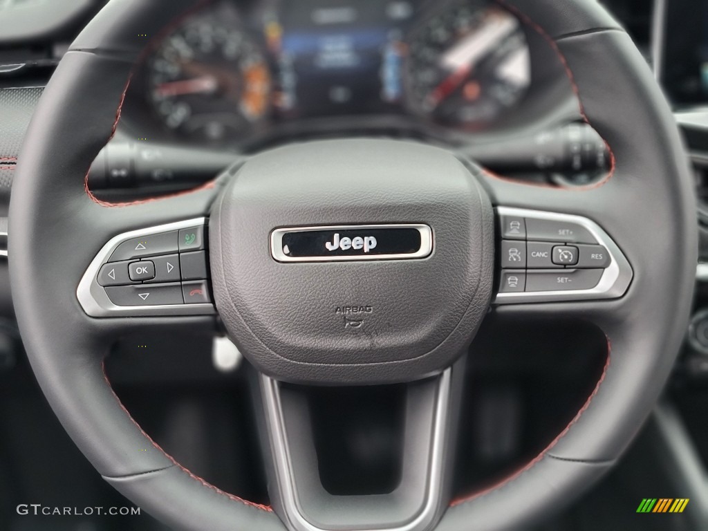 2022 Jeep Compass Trailhawk 4x4 Black/Ruby Red Steering Wheel Photo #143522723