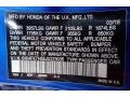 B593M: Aegean Blue Metallic 2018 Honda Civic EX Hatchback Color Code