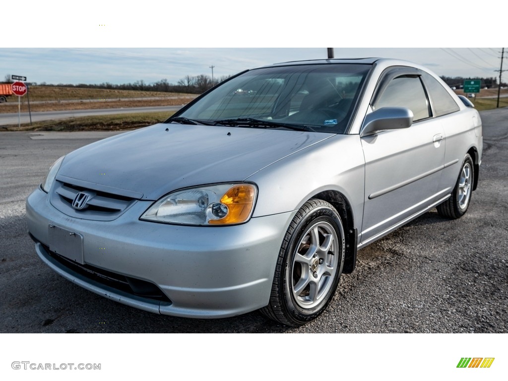 2002 Civic EX Coupe - Satin Silver Metallic / Black photo #8
