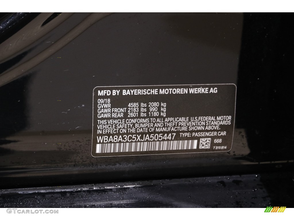 2018 3 Series 320i xDrive Sedan - Jet Black / Black photo #24
