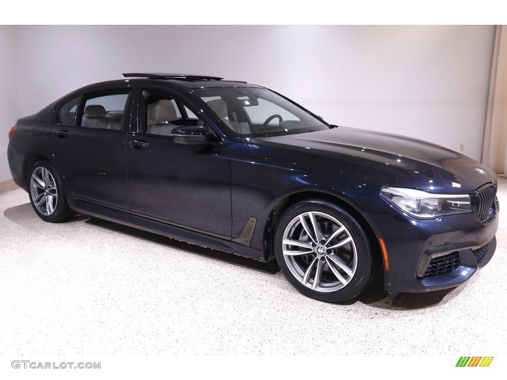 2019 7 Series 740i xDrive Sedan - Carbon Black Metallic / Ivory White photo #1