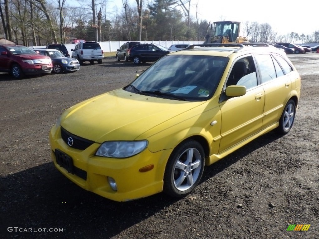 2002 Protege 5 Wagon - Vivid Yellow / Off Black photo #1