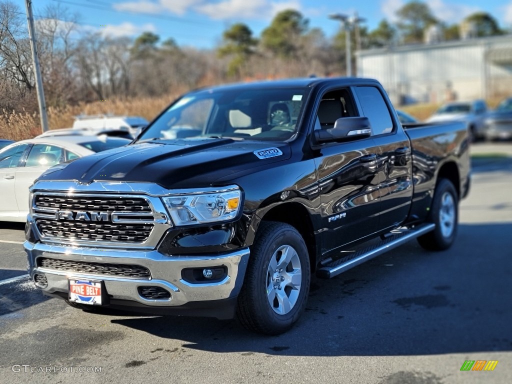 2022 1500 Big Horn Quad Cab 4x4 - Diamond Black Crystal Pearl / Black/Diesel Gray photo #1