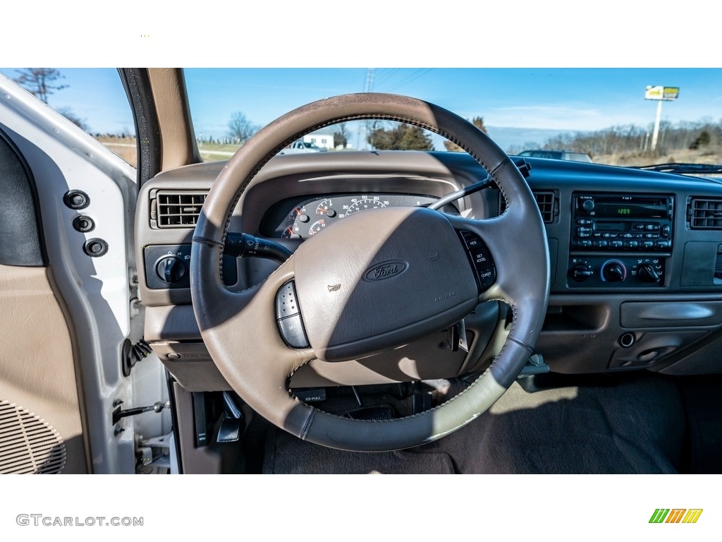 2001 Ford F350 Super Duty Lariat Crew Cab Dually Medium Parchment Steering Wheel Photo #143542702