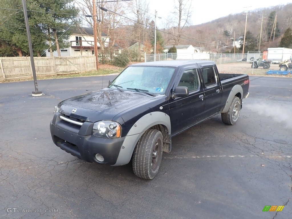 2002 Frontier XE Crew Cab 4x4 - Super Black / Gray photo #6