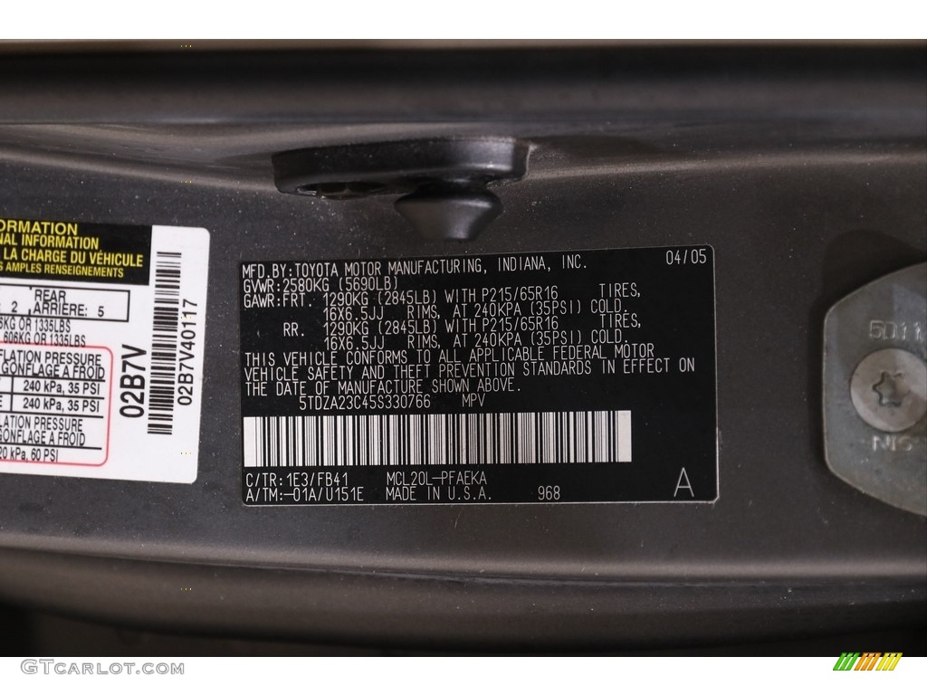 2005 Sienna LE - Phantom Gray Pearl / Taupe photo #19