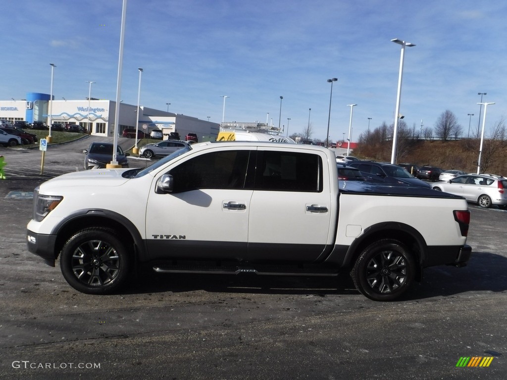 Pearl White Metallic 2021 Nissan Titan Platinum Crew Cab 4x4 Exterior Photo #143546904