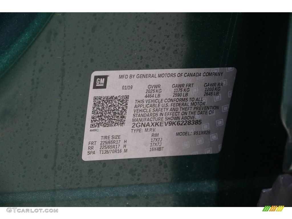 2019 Equinox LT - Ivy Green Metallic / Jet Black photo #19