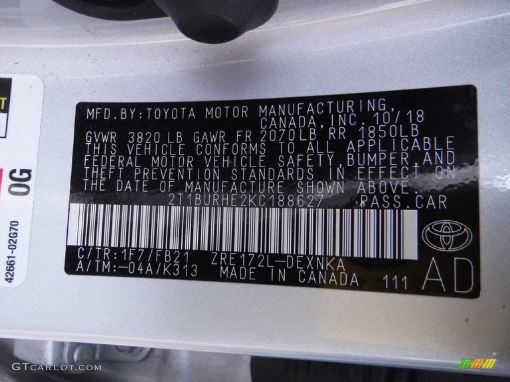2019 Corolla LE - Falcon Gray metallic / Ash/Dark Gray photo #28