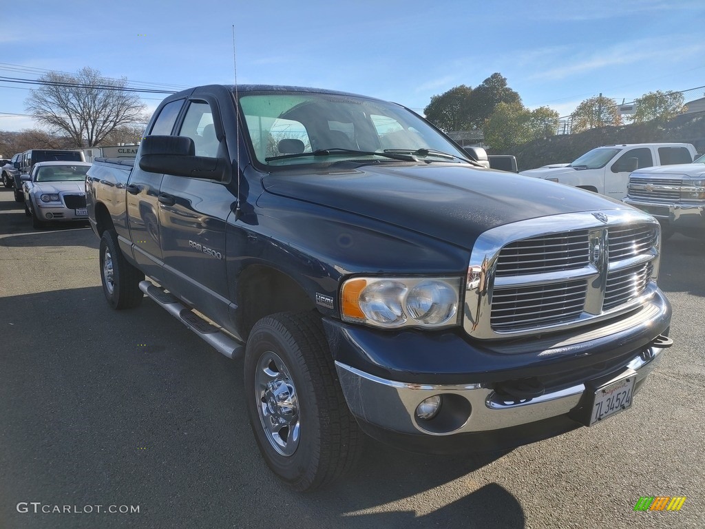 2004 Ram 2500 SLT Quad Cab 4x4 - Patriot Blue Pearl / Taupe photo #1
