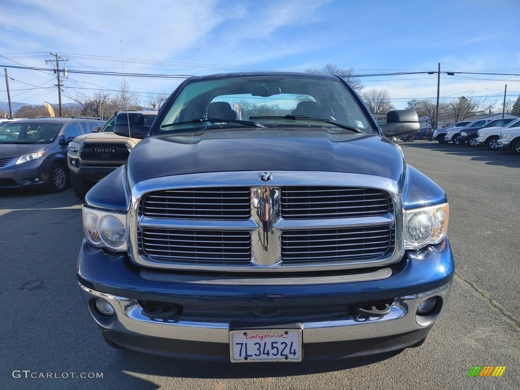 2004 Ram 2500 SLT Quad Cab 4x4 - Patriot Blue Pearl / Taupe photo #2