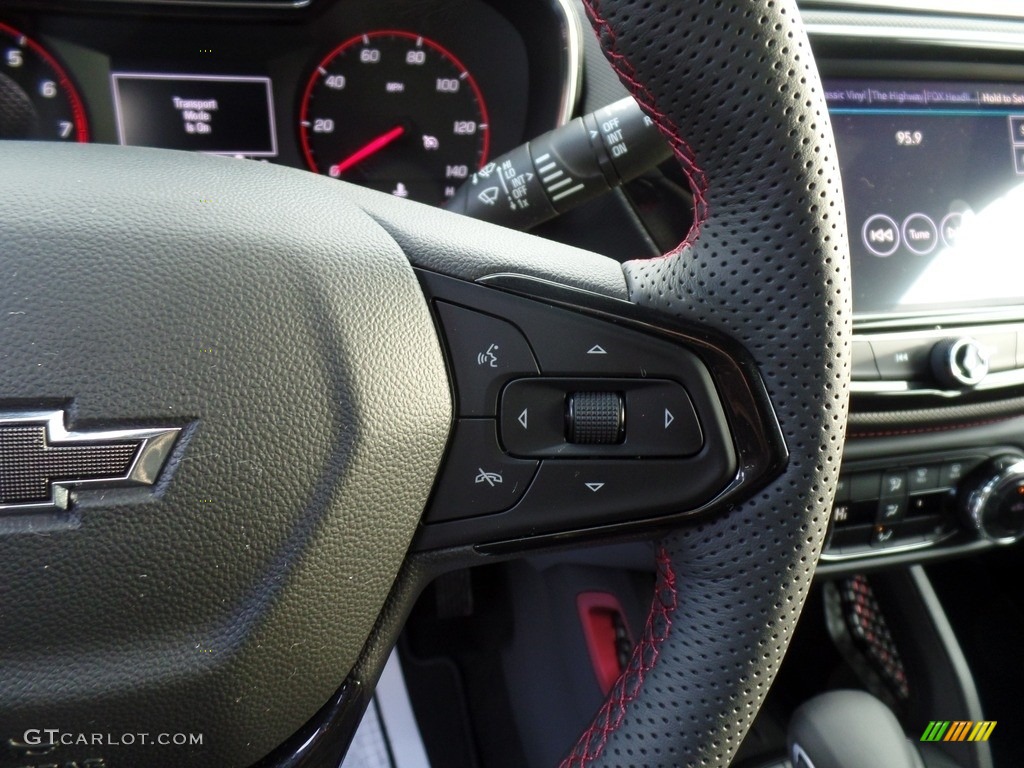 2022 Chevrolet TrailBlazer RS Jet Black w/Red Accents Steering Wheel Photo #143558104