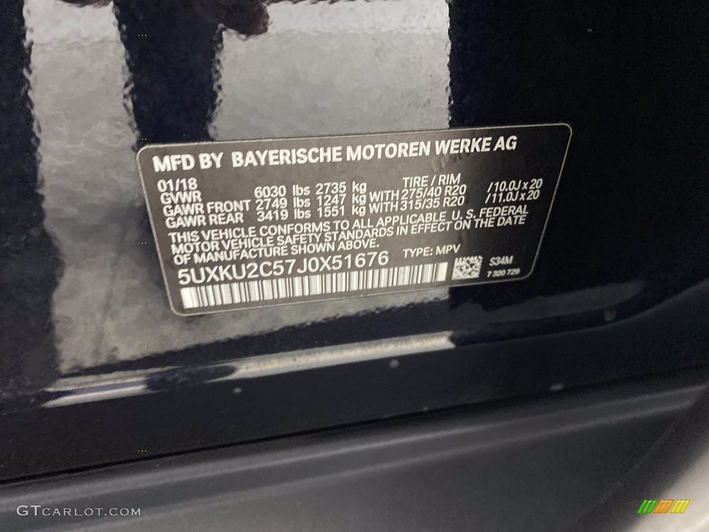 2018 BMW X6 xDrive35i Color Code Photos