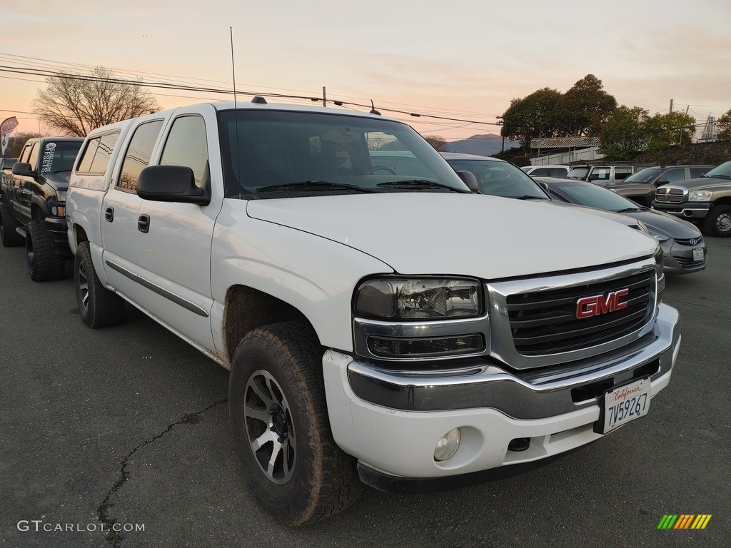 2005 Sierra 1500 SLE Crew Cab 4x4 - Summit White / Dark Pewter photo #1