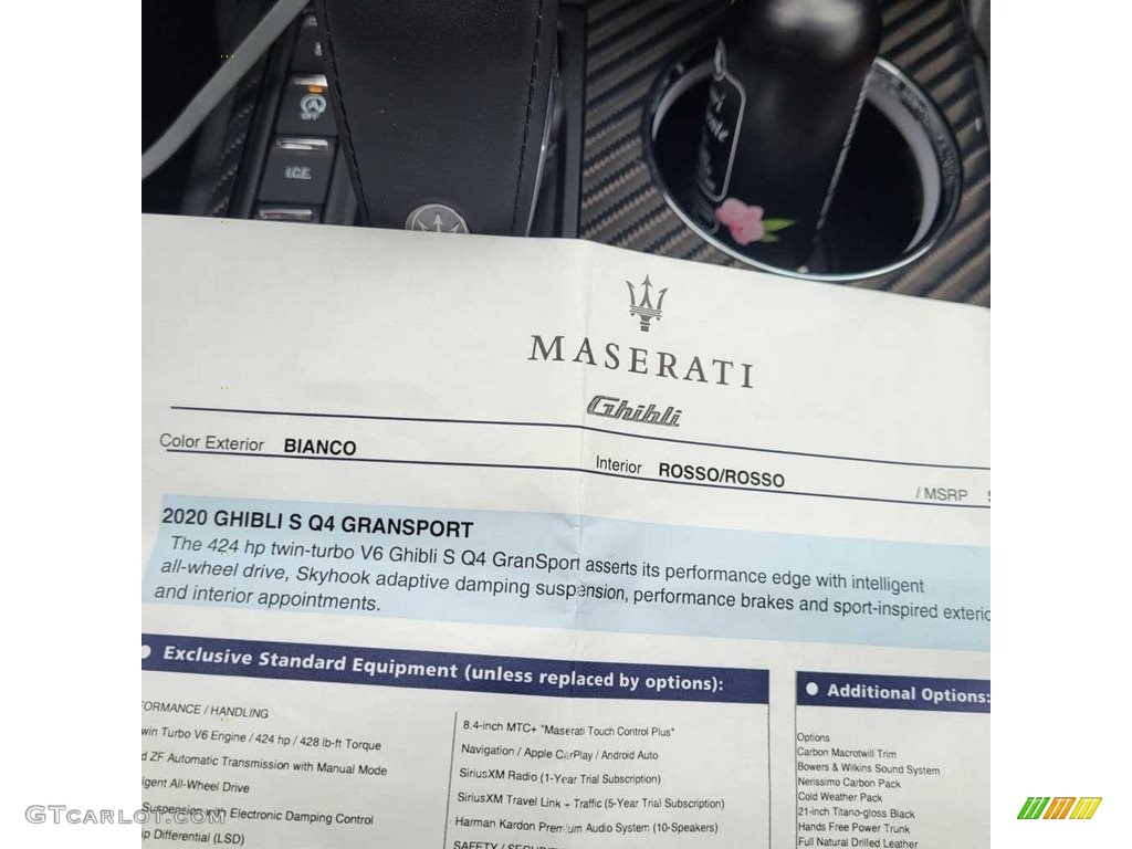 2020 Maserati Ghibli S Q4 GranSport Window Sticker Photo #143576533
