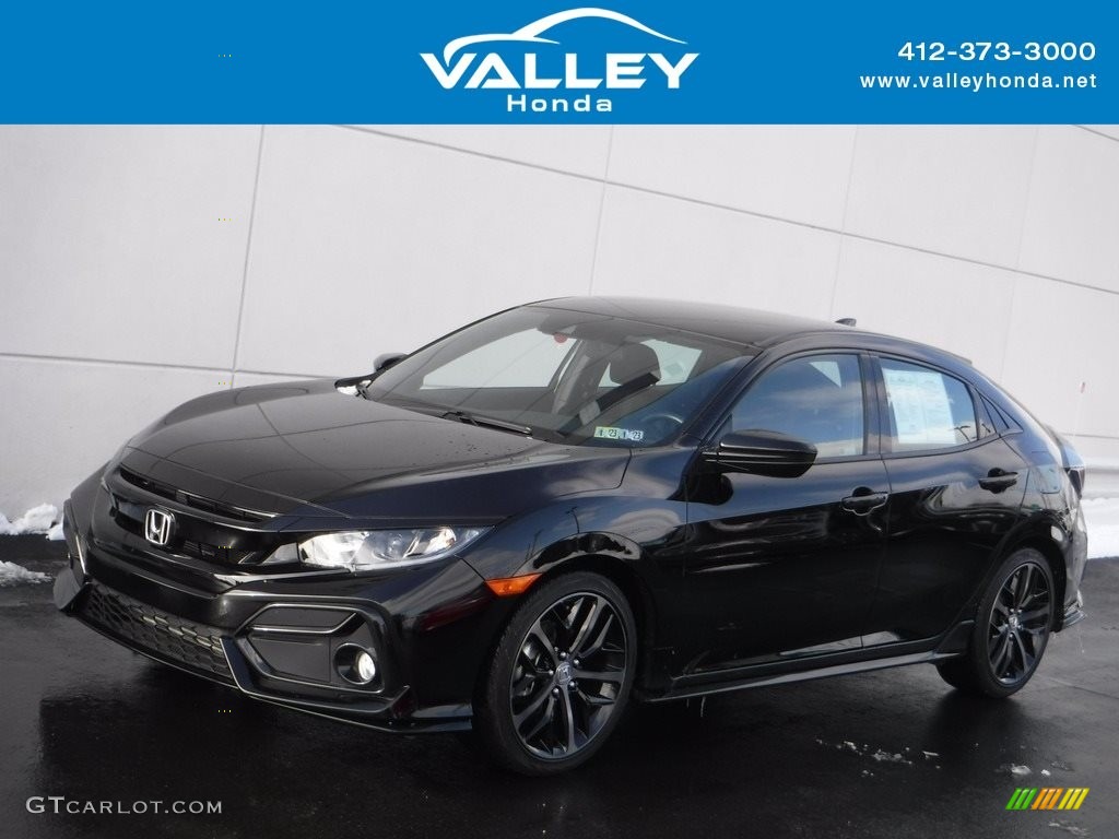 2020 Civic Sport Hatchback - Crystal Black Pearl / Black photo #1
