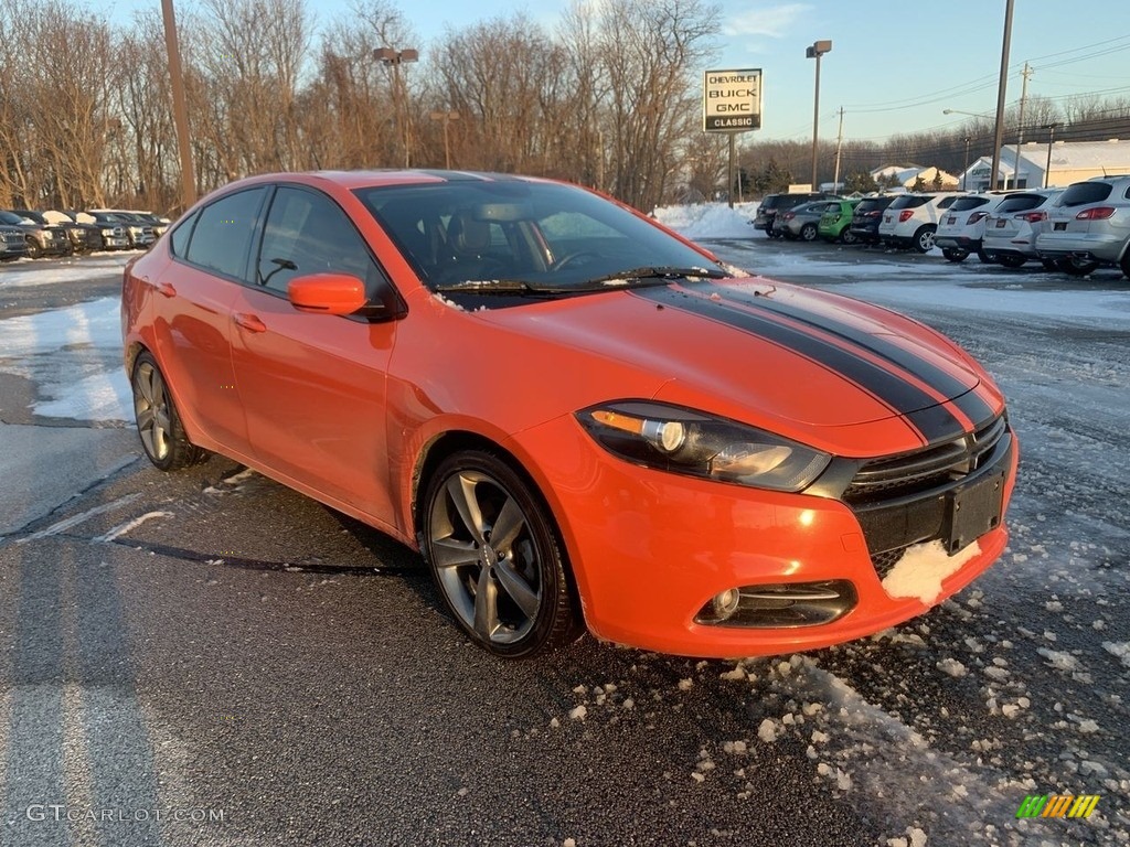 2015 Dart GT - Vitamin C / Black/Ruby Red Accent Stitching photo #1