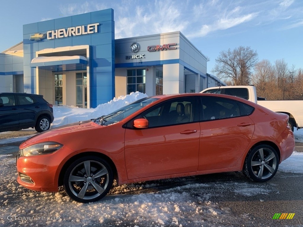 2015 Dart GT - Vitamin C / Black/Ruby Red Accent Stitching photo #3