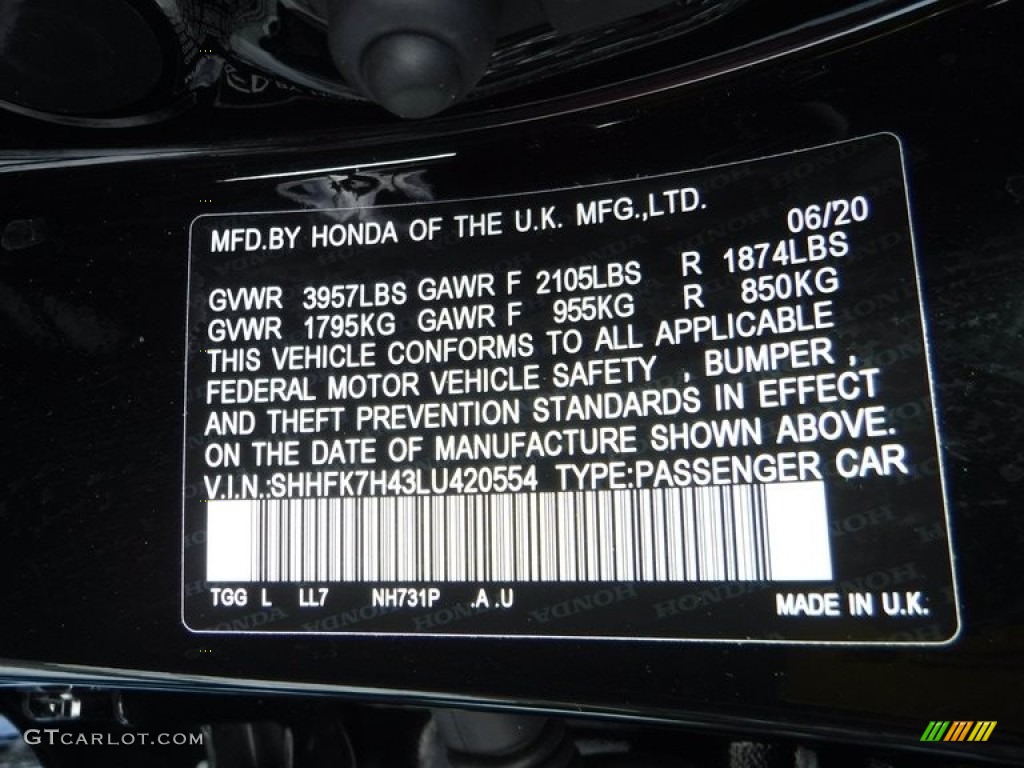 2020 Civic Sport Hatchback - Crystal Black Pearl / Black photo #26