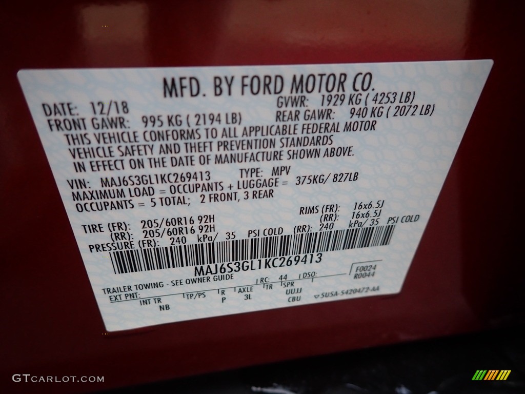 2019 EcoSport SE 4WD - Ruby Red Metallic / Ebony Black photo #27