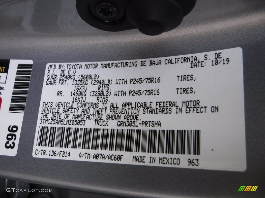 2020 Tacoma SR Double Cab 4x4 - Silver Sky Metallic / Cement photo #27