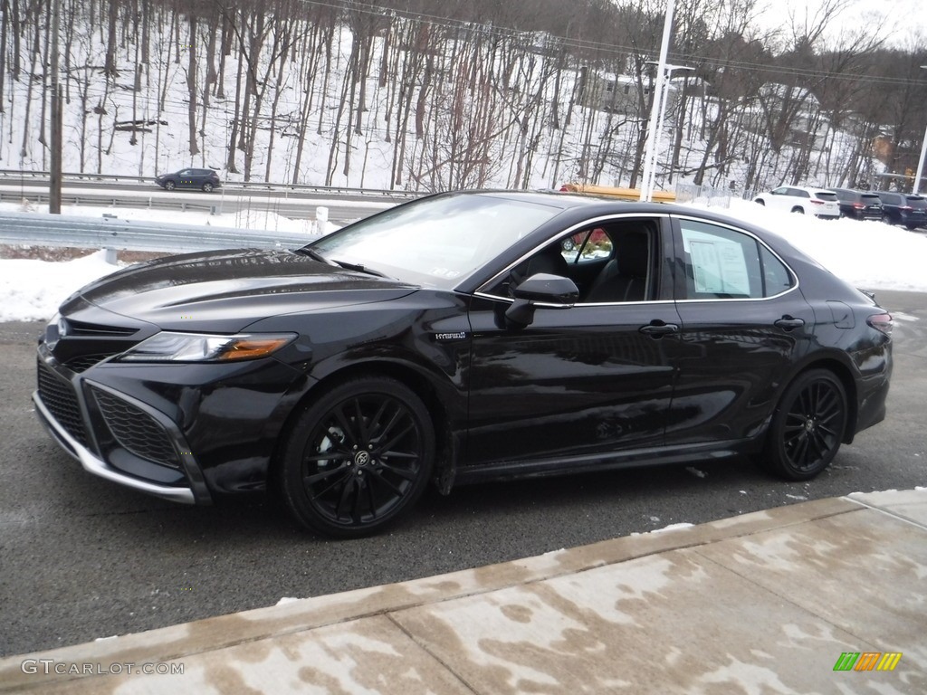 Midnight Black Metallic 2021 Toyota Camry XSE Hybrid Exterior Photo #143594941