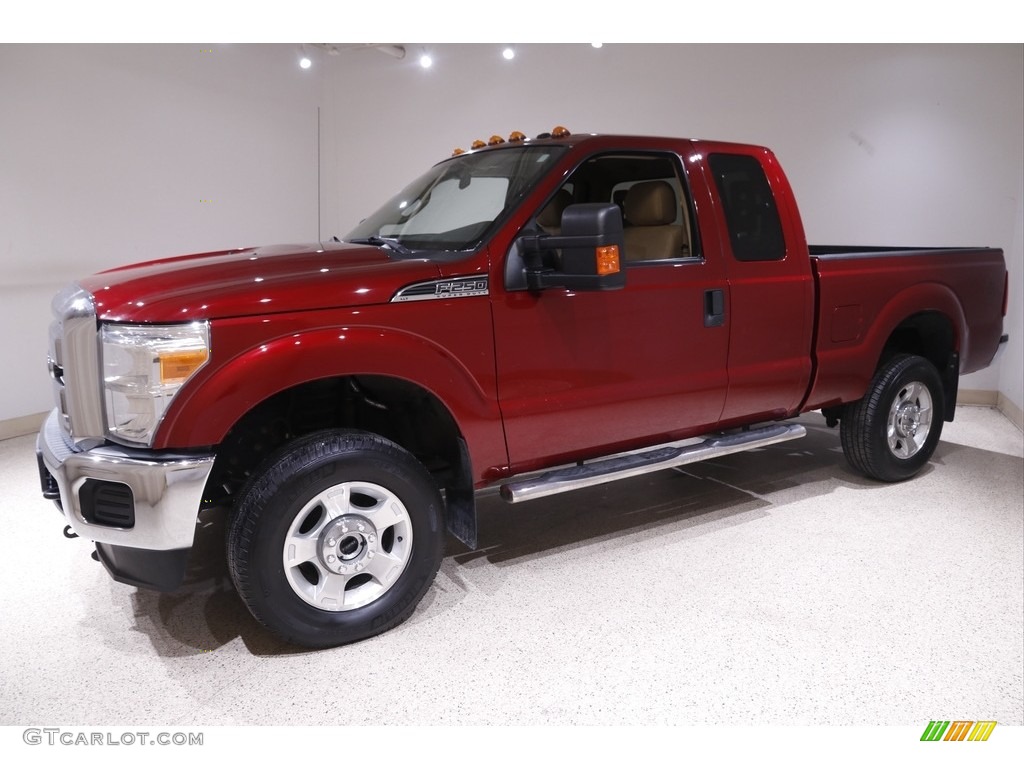 2015 F250 Super Duty XLT Super Cab 4x4 - Ruby Red / Adobe photo #3