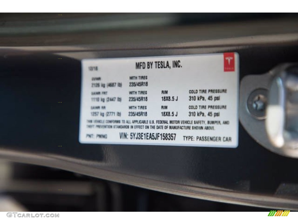 2018 Model 3 Mid Range - Midnight Silver Metallic / Black photo #38