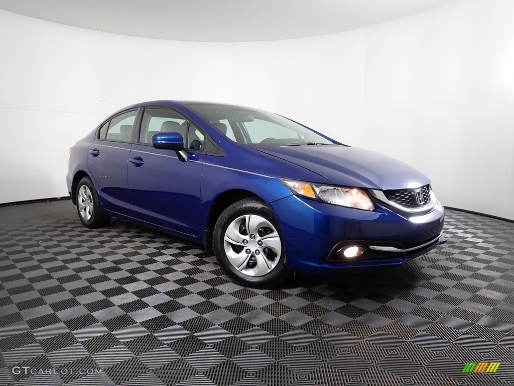 2015 Civic LX Sedan - Dyno Blue Pearl / Gray photo #2