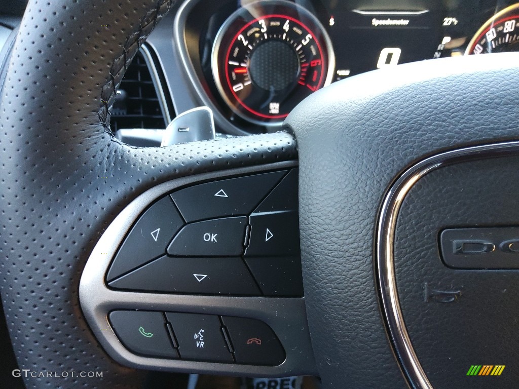 2021 Dodge Challenger R/T Scat Pack Black/Caramel Steering Wheel Photo #143608913