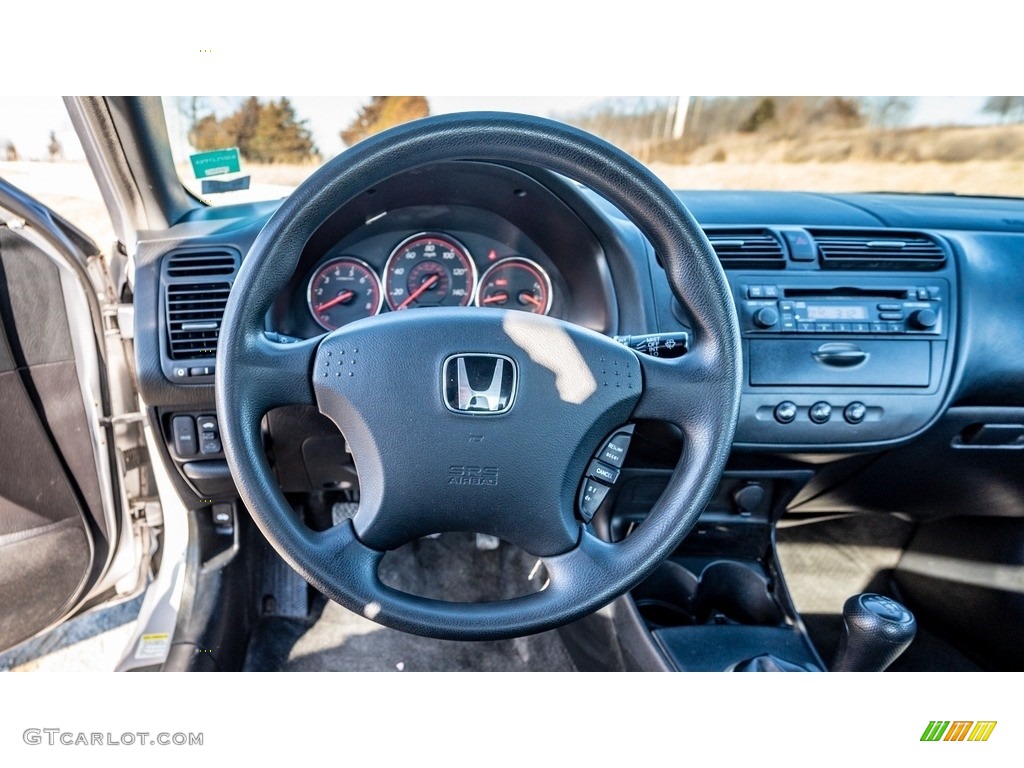 2003 Honda Civic EX Coupe Black Steering Wheel Photo #143615711