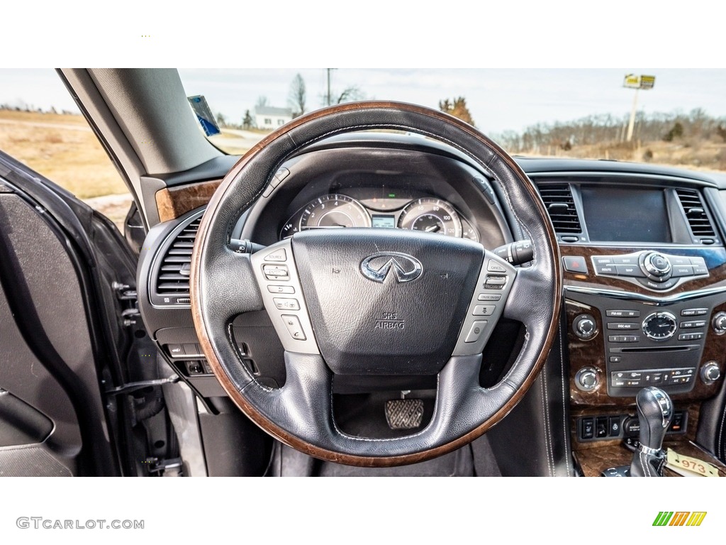 2015 Infiniti QX80 AWD Graphite Steering Wheel Photo #143616059