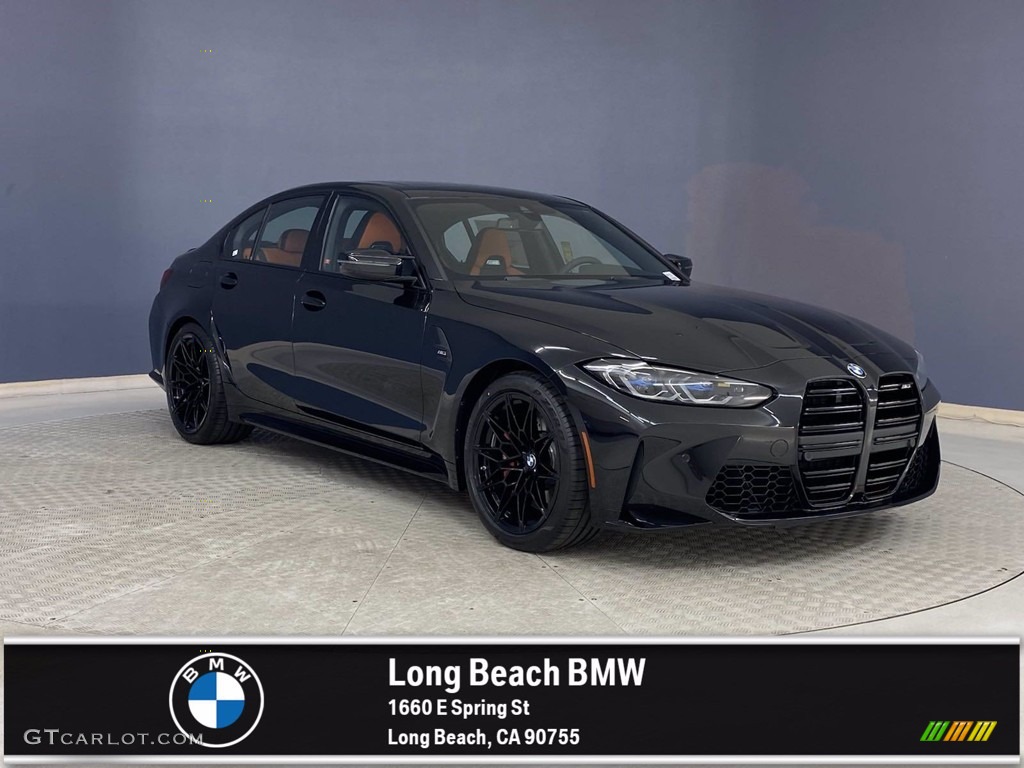 2022 M3 Sedan - Black Sapphire Metallic / Kyalami Orange/Black photo #1