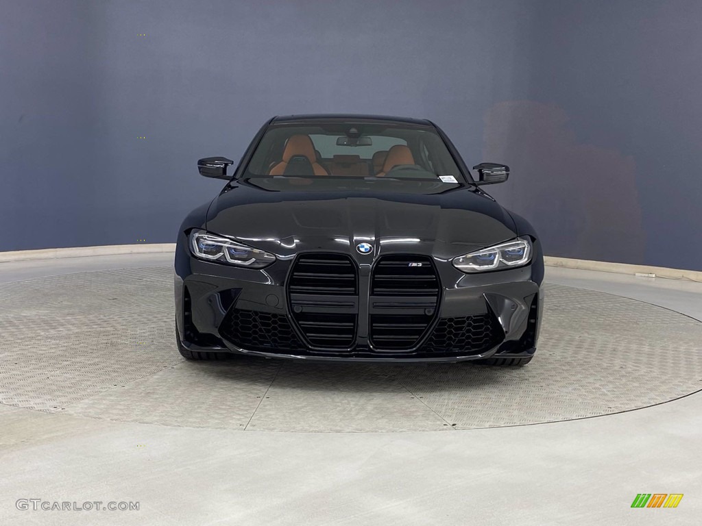 2022 M3 Sedan - Black Sapphire Metallic / Kyalami Orange/Black photo #2