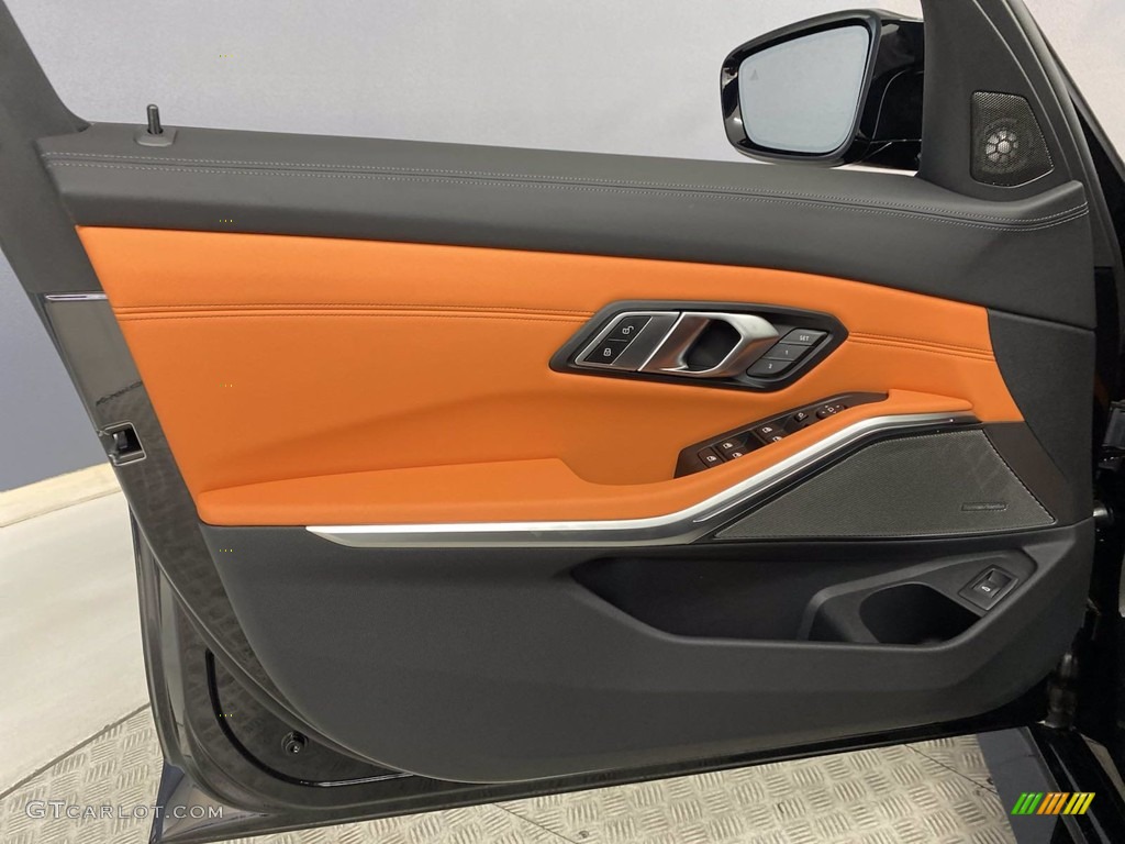 2022 BMW M3 Sedan Kyalami Orange/Black Door Panel Photo #143618727