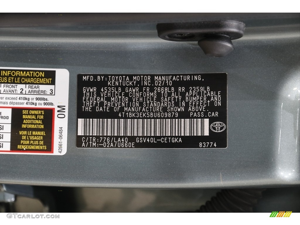 2011 Camry XLE V6 - Aloe Green Metallic / Bisque photo #19