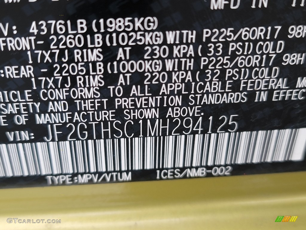 2021 Crosstrek Sport - Plasma Yellow Pearl / Gray photo #34