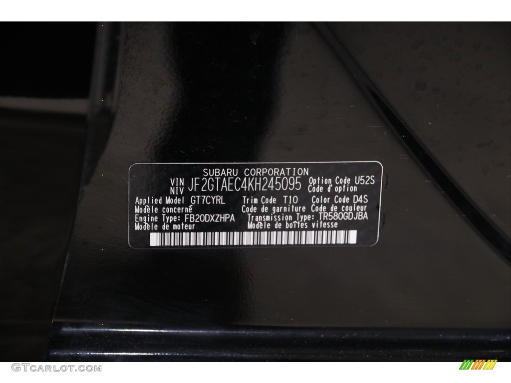 2019 Crosstrek 2.0i Premium - Crystal Black Silica / Black photo #22