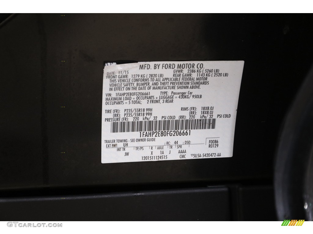 2015 Taurus SEL - Tuxedo Black Metallic / Charcoal Black photo #21