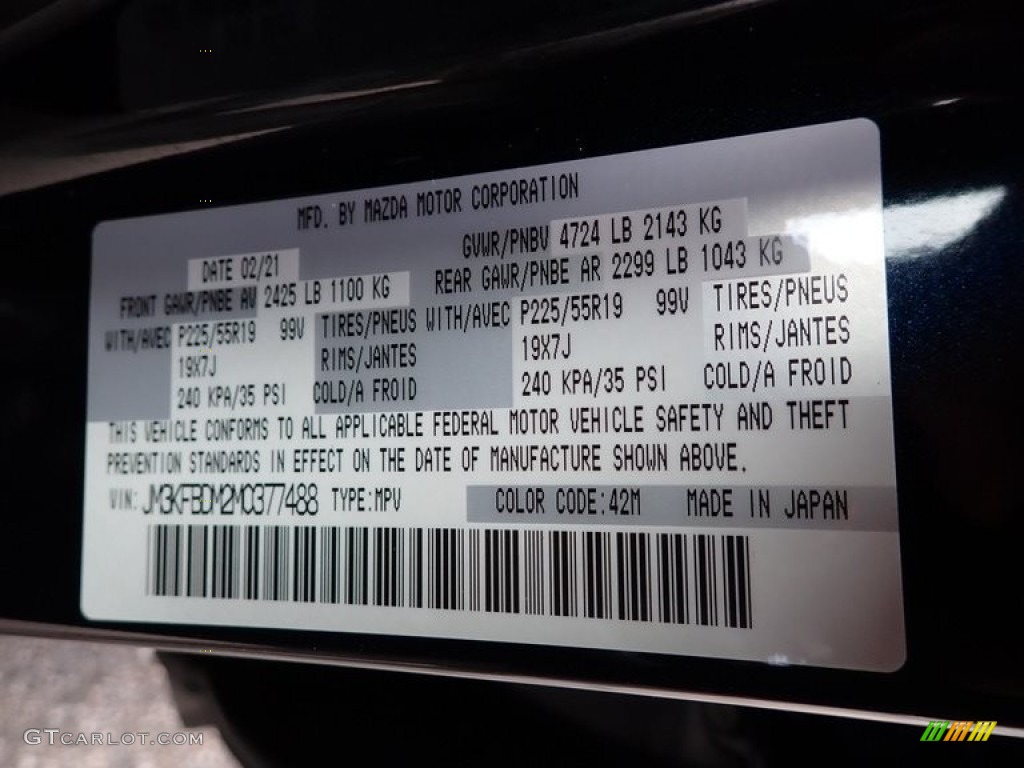 2021 CX-5 Color Code 42M for Deep Crystal Blue Mica Photo #143632028