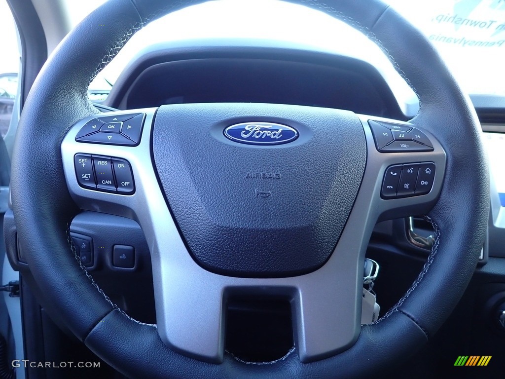 2021 Ford Ranger XLT Rocky Ridge SuperCrew 4x4 Ebony Steering Wheel Photo #143632253