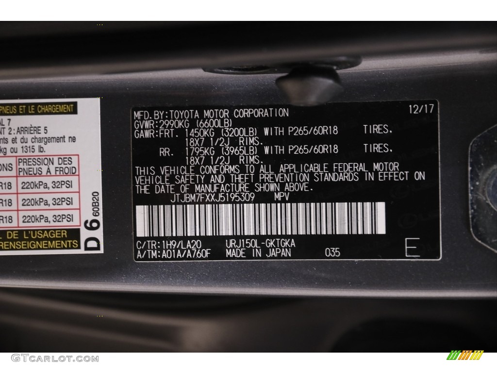 2018 GX 460 - Nebula Gray Pearl / Black photo #25