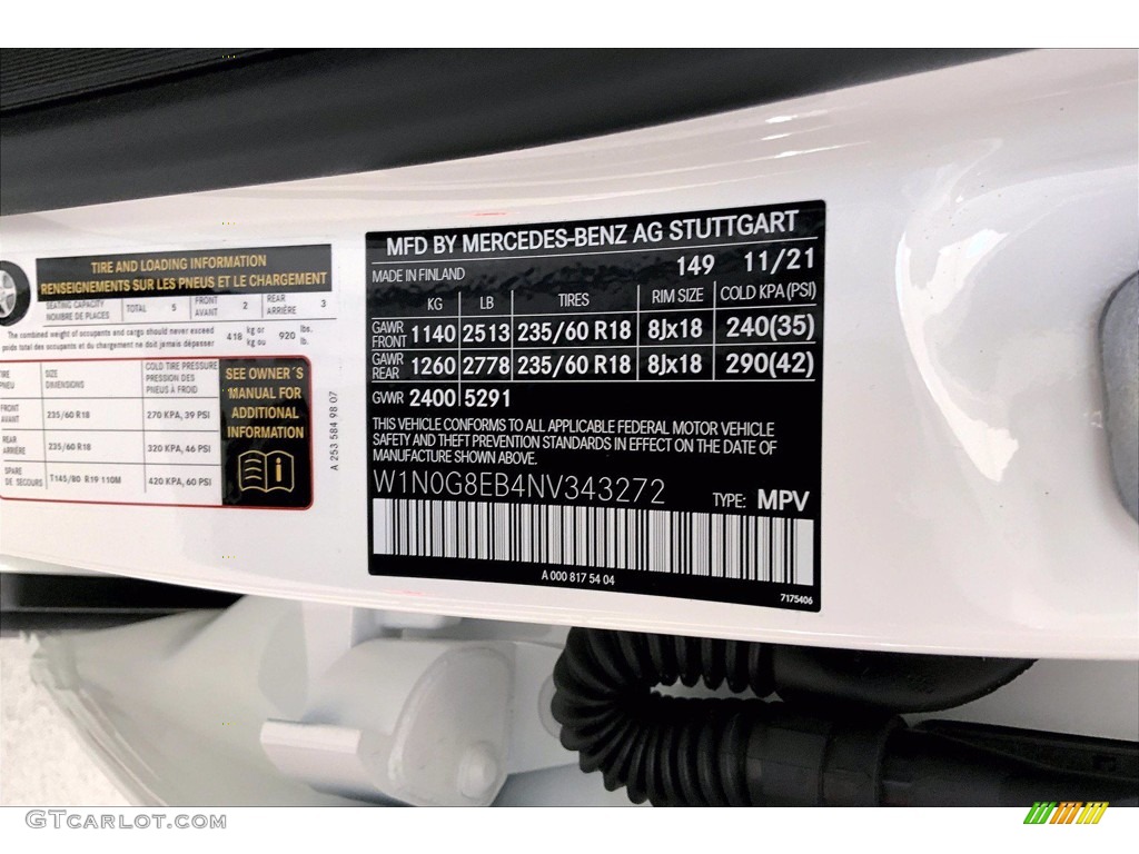 2022 GLC Color Code 149 for Polar White Photo #143636999