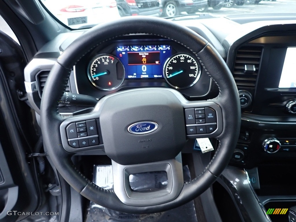2021 Ford F150 XLT SuperCrew 4x4 Black Steering Wheel Photo #143638616