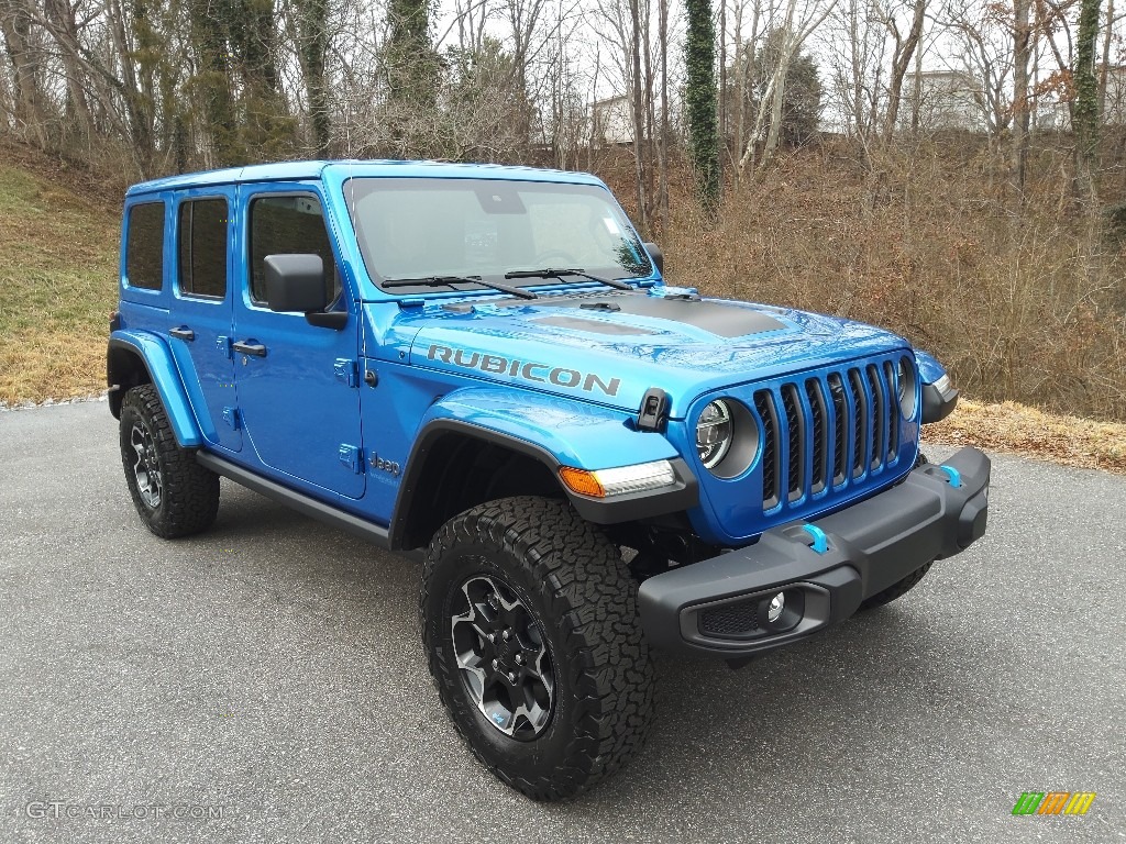 Hydro Blue Pearl 2021 Jeep Wrangler Unlimited Rubicon 4xe Hybrid Exterior Photo #143645062