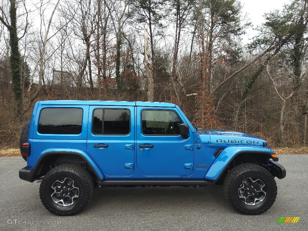 Hydro Blue Pearl 2021 Jeep Wrangler Unlimited Rubicon 4xe Hybrid Exterior Photo #143645074