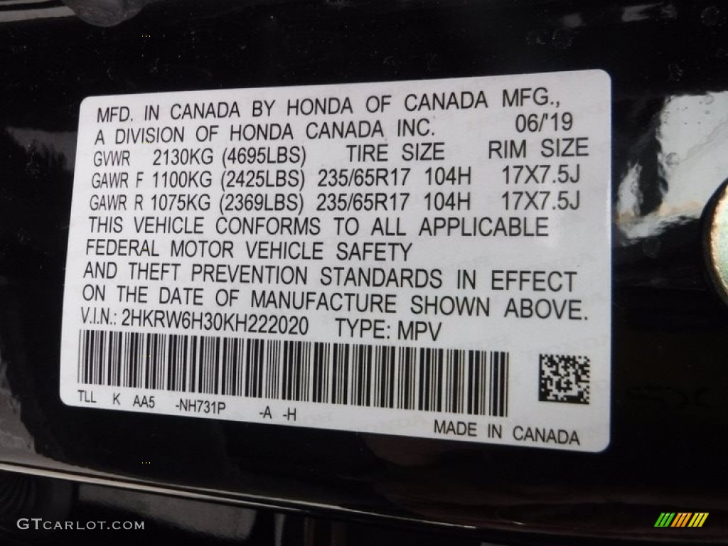 2019 CR-V LX AWD - Crystal Black Pearl / Black photo #32