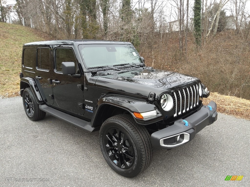 Black 2022 Jeep Wrangler Unlimited Sahara 4XE Hybrid Exterior Photo #143659773