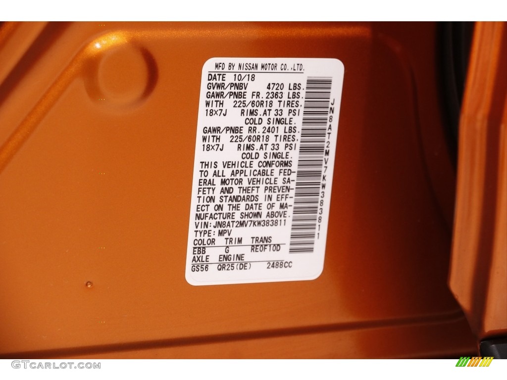 2019 Rogue Color Code EBB for Monarch Orange Metallic Photo #143661240